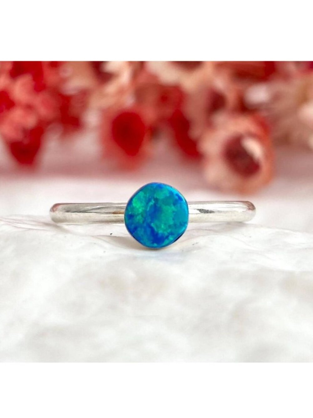 Zuni Angie Rosetta Opal Delicate Sterling Silver 925 Vintage Ring - sz 6.25